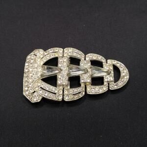 Vintage Clear Rhinestone Ladies Belt Buckle, Pot Metal, 1930s Vintage